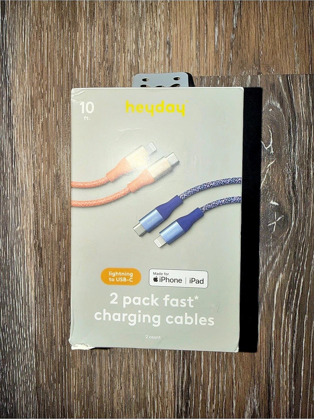 heyday 10ft USB-C to Lightning Braided Cable 2-Pack Orange & Blue